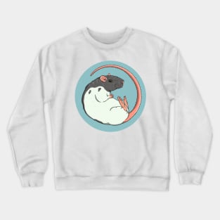 Grey Hooded Fancy Rat Illustration Crewneck Sweatshirt